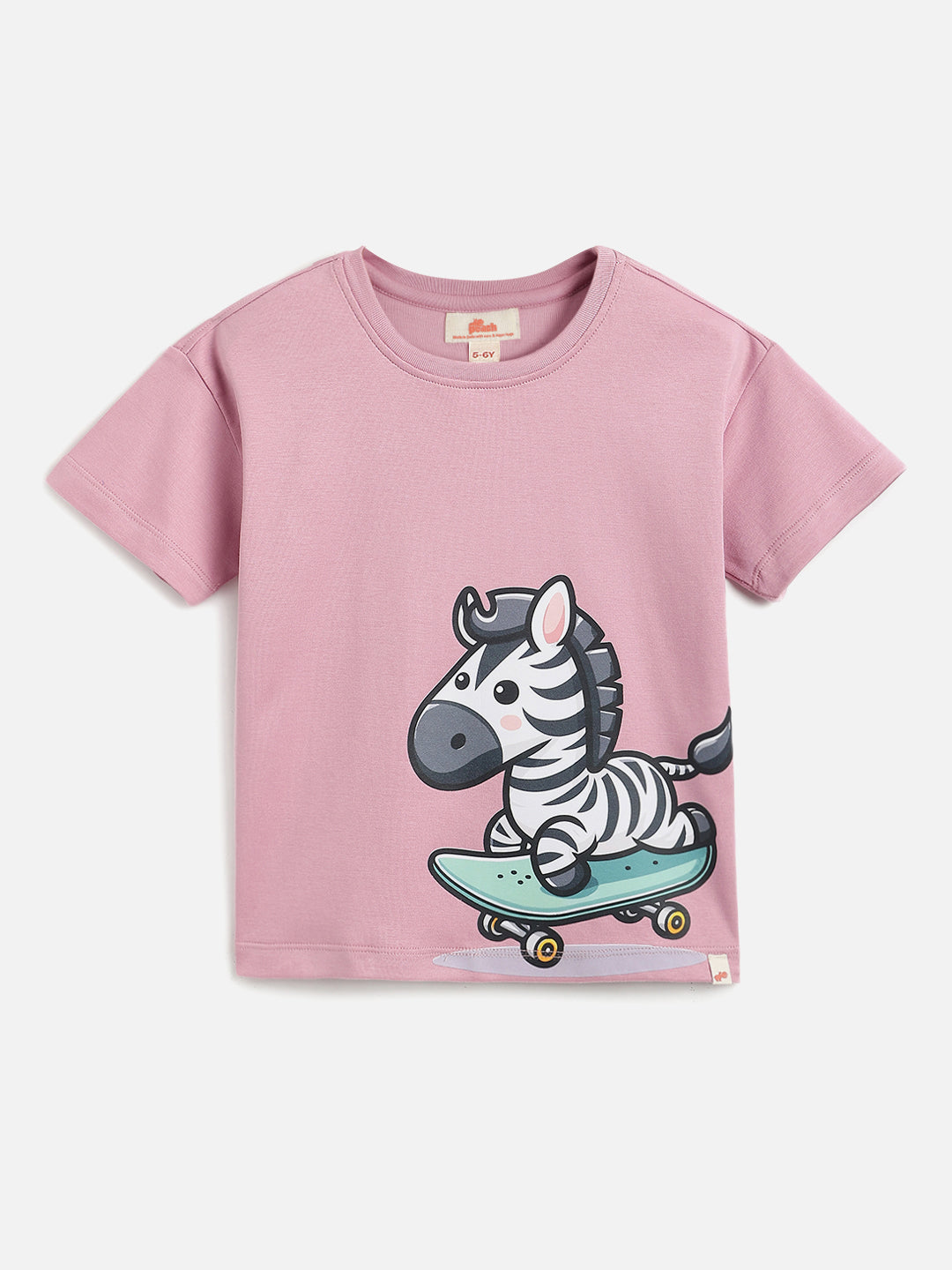 Purple 100% Cotton Interlock Oversized Fit Animal Printed Short Sleeves T-shirt