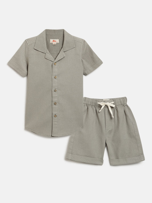 Olive 100% Cotton Waffle Textured Coord Set