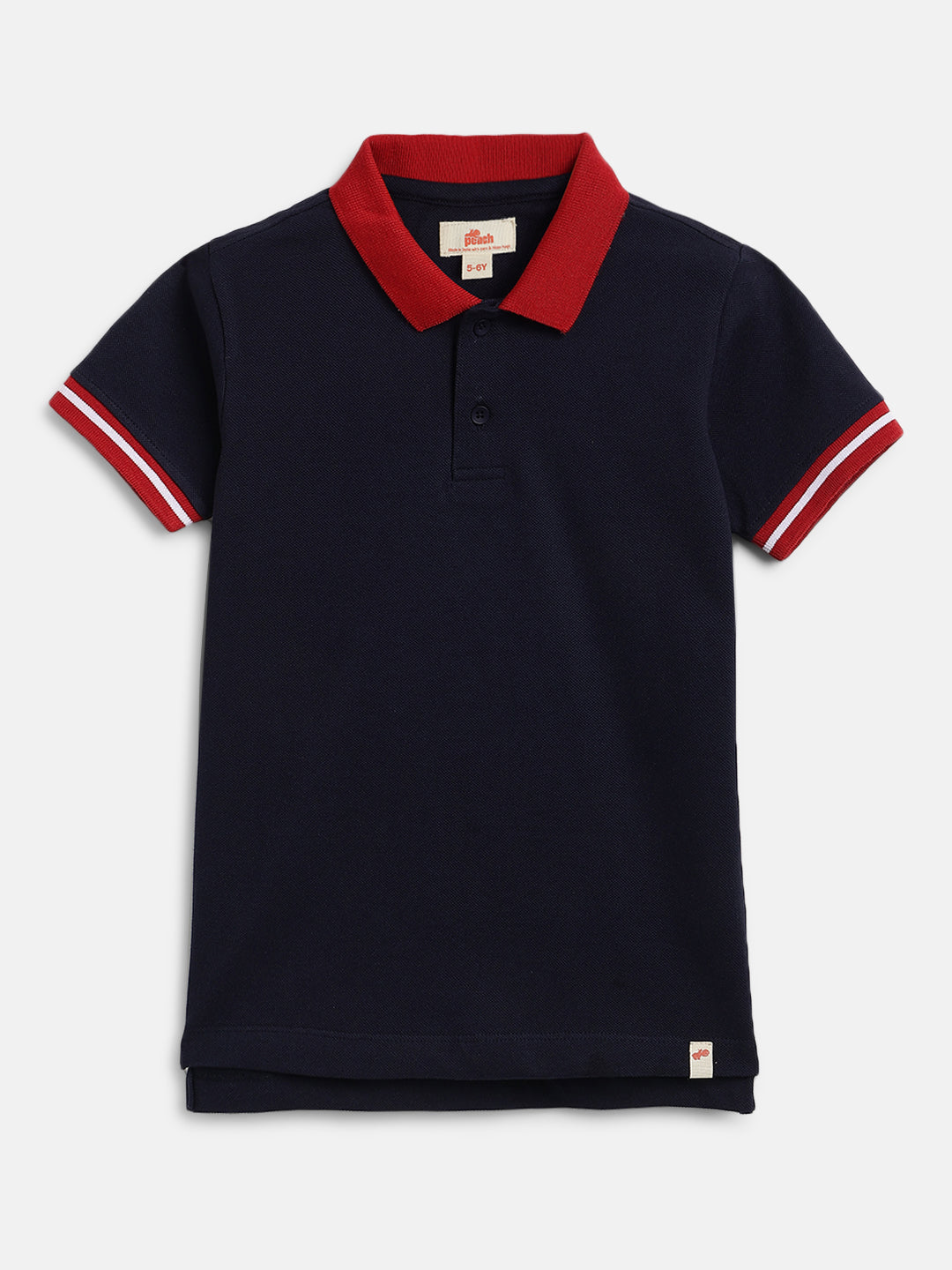 Navy 100% Cotton Short Sleeves Polo Collar T-shirt