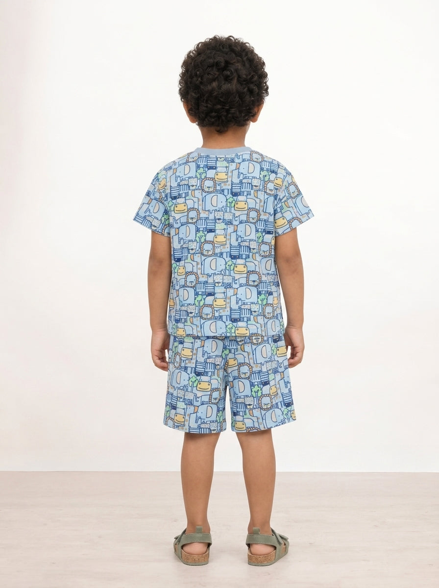 Jungle Friends Oversized Coord Set for Boys (Blue)