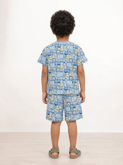 Jungle Friends Oversized Coord Set for Boys (Blue)