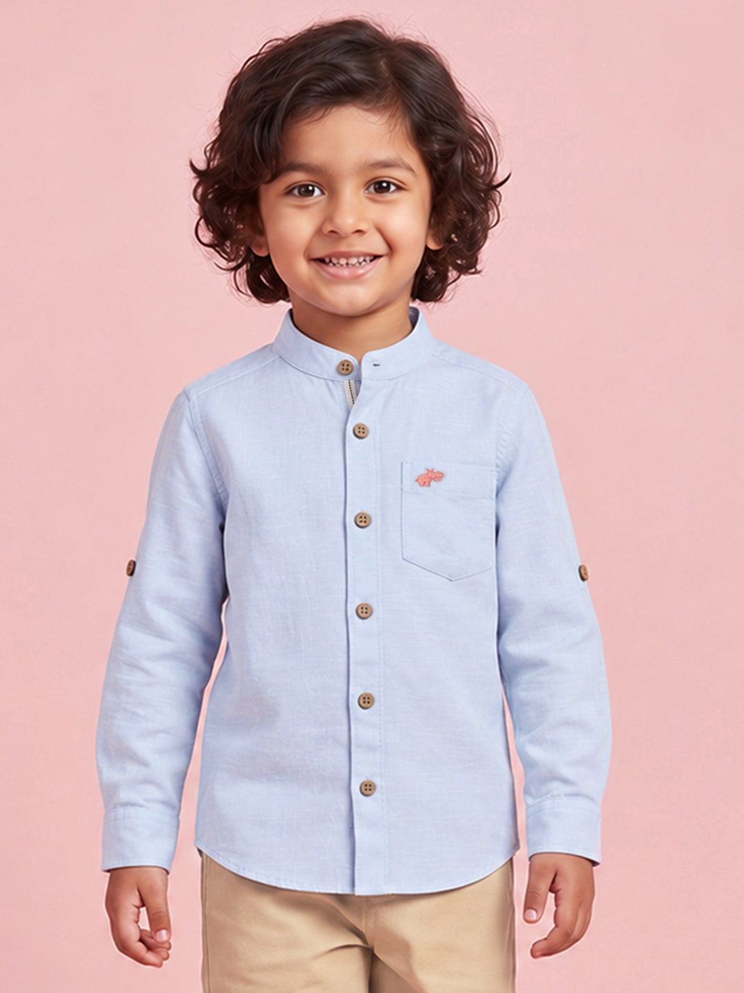 The Timeless Roll-up Sleeve Shirt for Boys (Blue)
