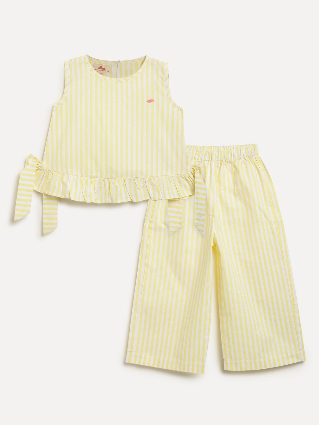 Yellow 100% Cotton Striped Coord Set