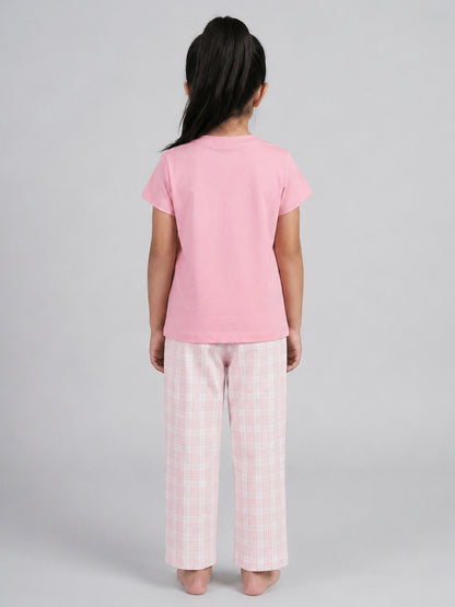 Good Night Peach Nightsuit for Girls (Pink)