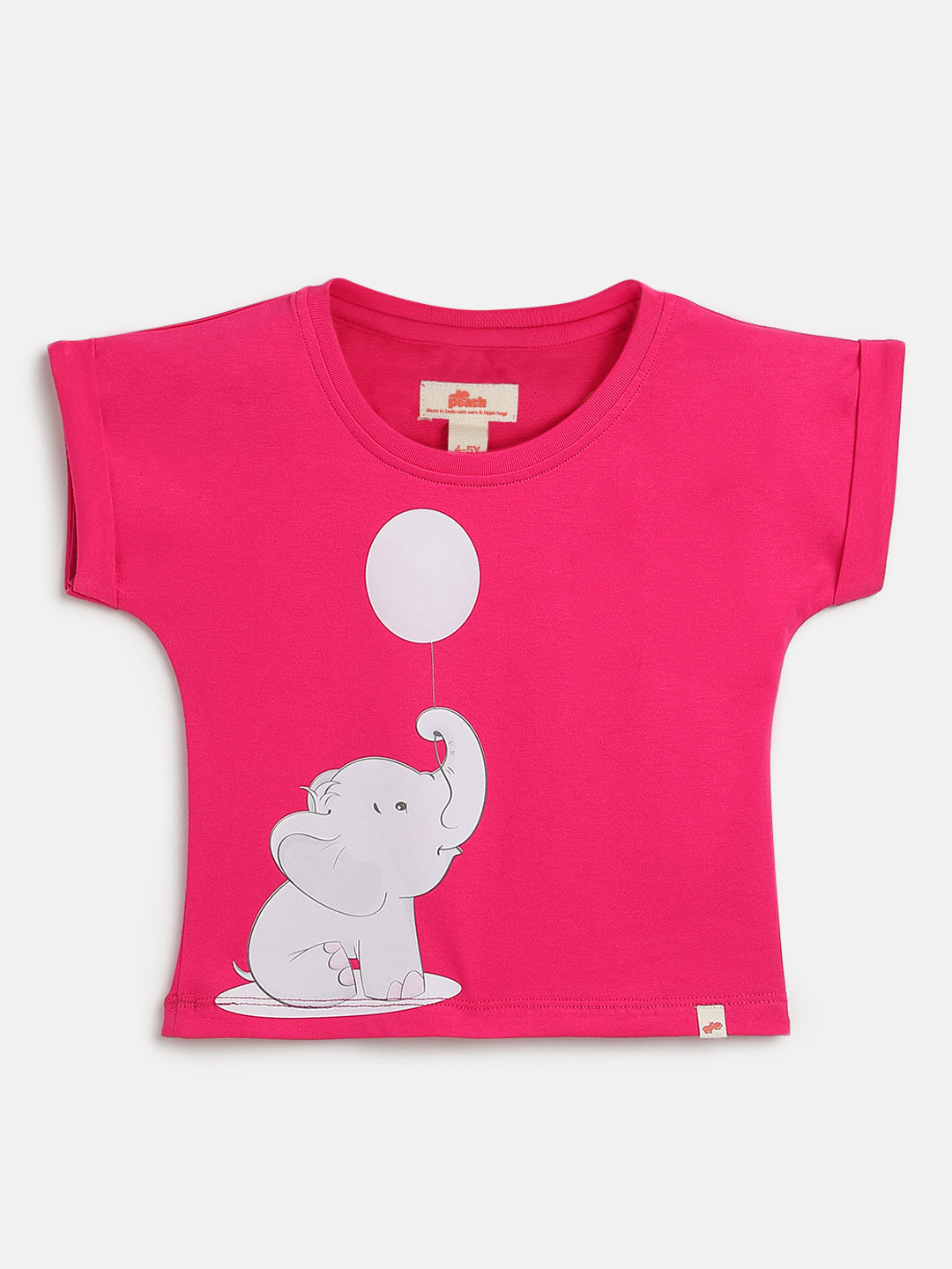 Fuchsia Pink 100% Cotton Animal Printed Dolman Sleeves T-shirt