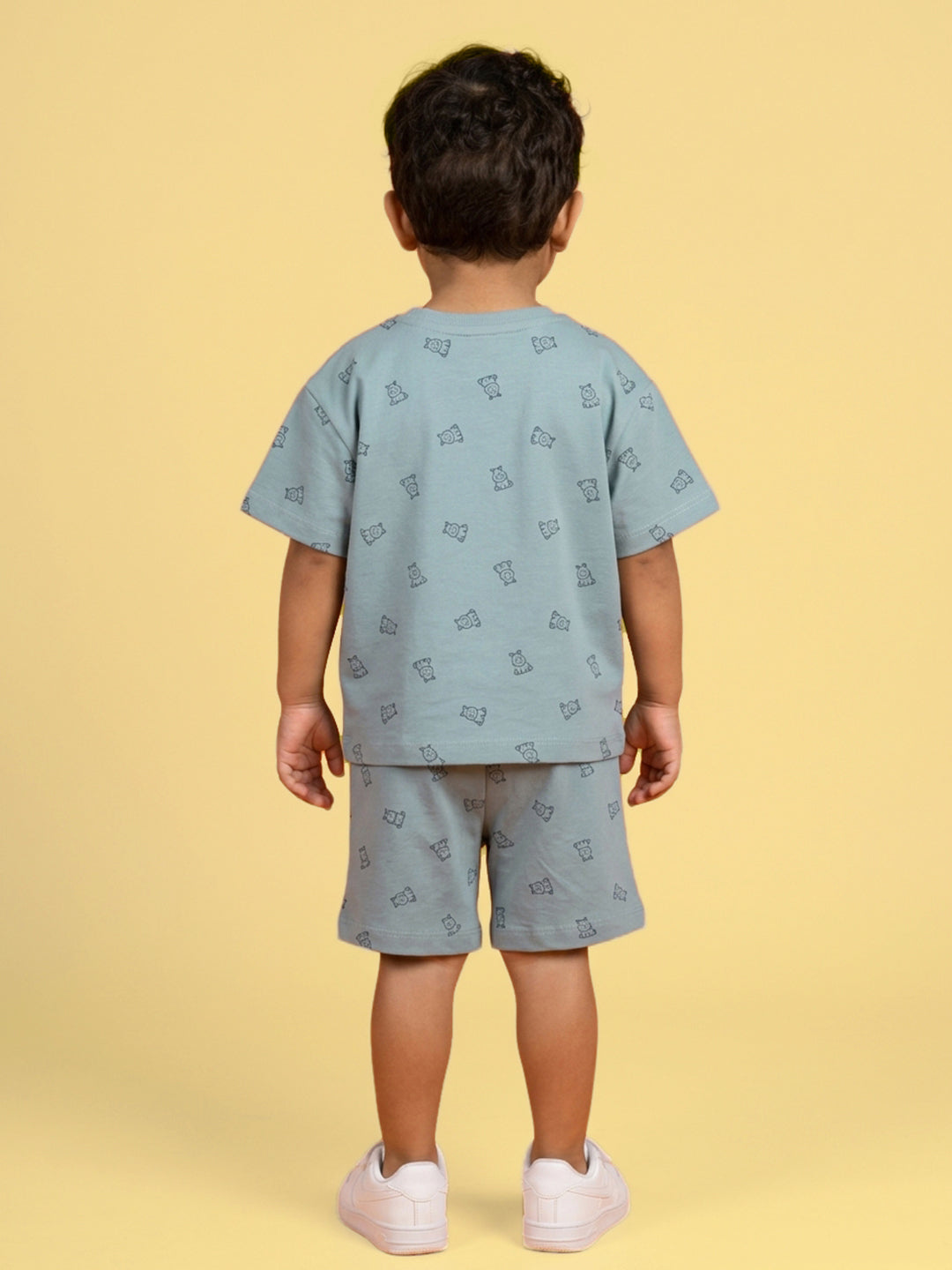 Peach Signature Oversized Coord Set for Kids (Blue)