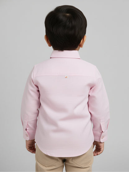 Easy to Wear Pink 100% Cotton Formal Shirt for Toddlers with Zip and Faux Buttons