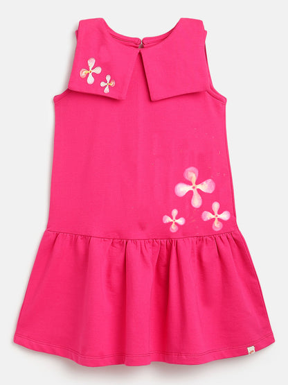 Fuchsia Pink 100% Cotton Peter Pan Collar Checked Dress