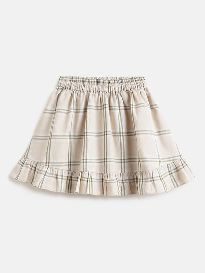 Twirl and Fun Flared Skirt (Green and Beige)