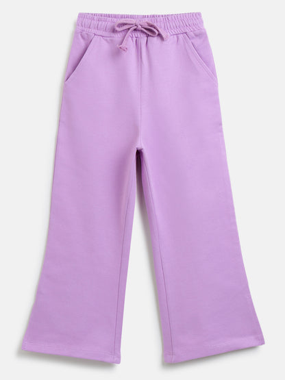 Purple Pop Cotton Flared Pants for Girls