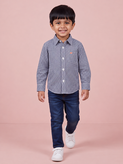 The Little Checkmate Shirt in Navy Blue