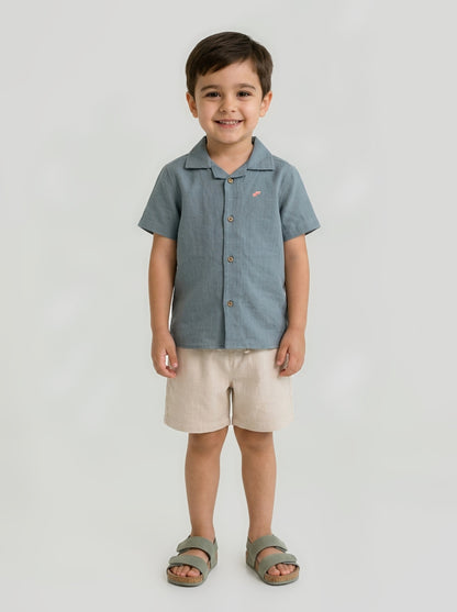 On Vacay Casual Resort Collared Shirt for Boys (Blue)
