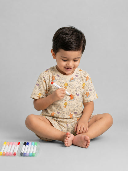 Colour Me Nightsuit for Boys | With Free Washable Markers