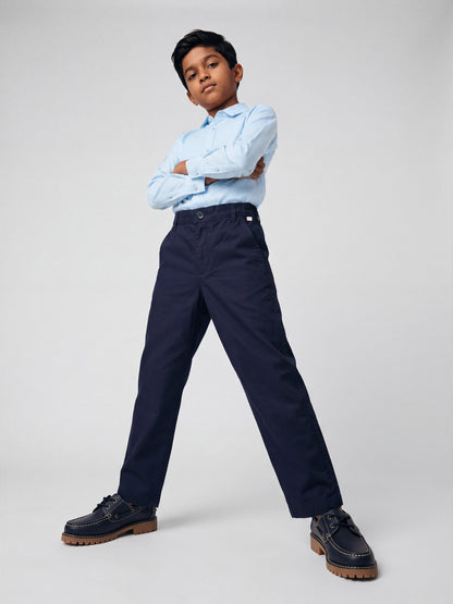 Wardrobe Essential Formal Trousers for Boys in Navy Blue