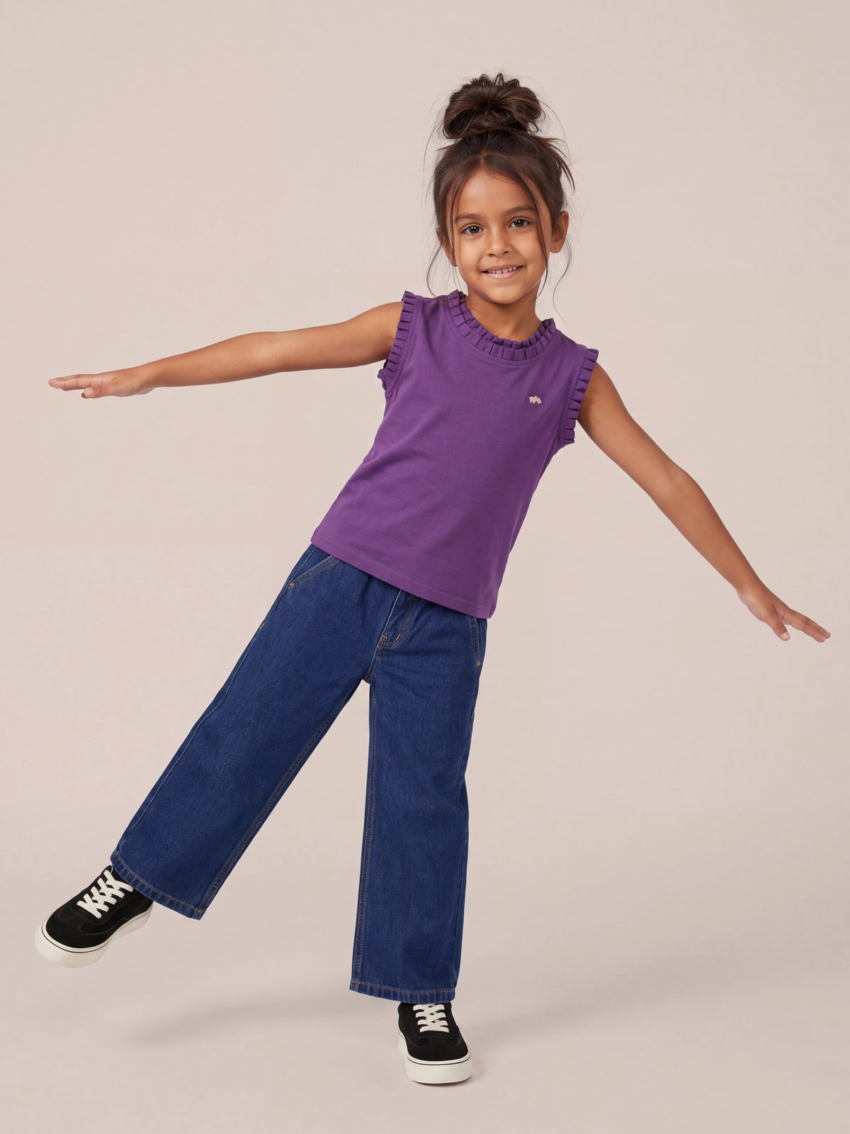 Dainty Frill T-shirt in Purple for Girls