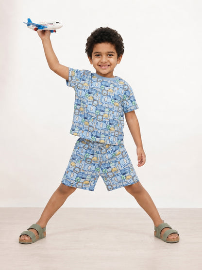 Jungle Friends Oversized Coord Set for Boys (Blue)