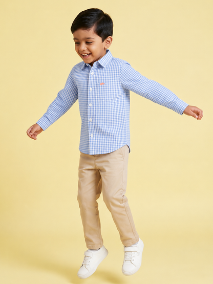 The Little Checkmate Shirt in Sky Blue