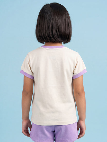 Everyday Basics: Value Pack of 2 100% Cotton T-shirt For Girls (Cream and Orange)