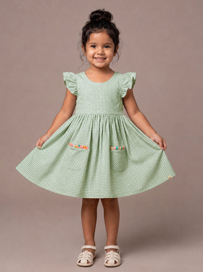 pastel green dress for girls kids summer fashion girls frock cotton clothes for kids party dress for girls