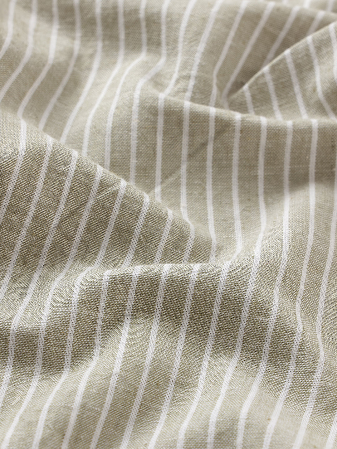 Green Striped Cotton Linen Relaxed Fit Trousers