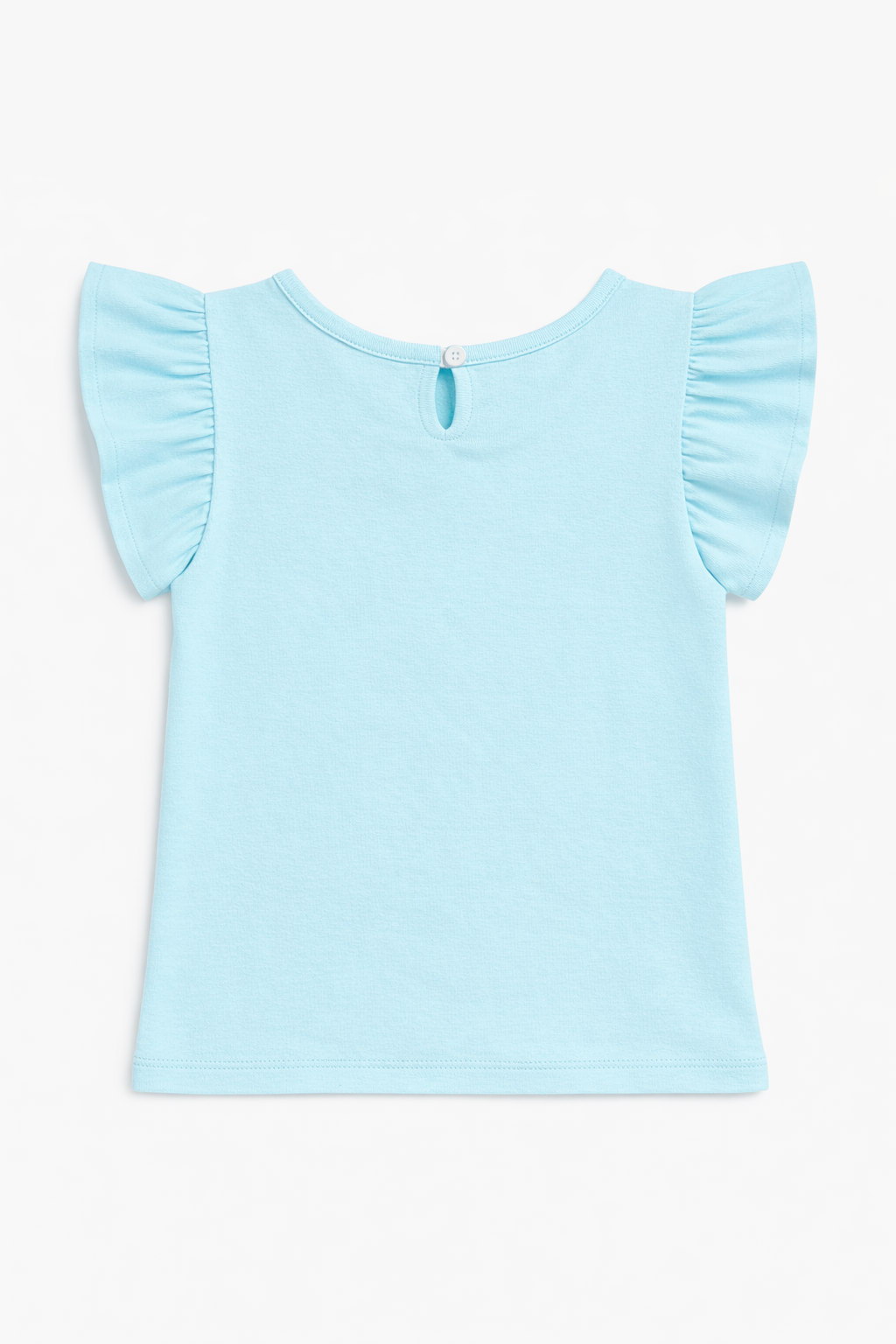 Light Blue Cotton Frill Sleeves Stretchable Top