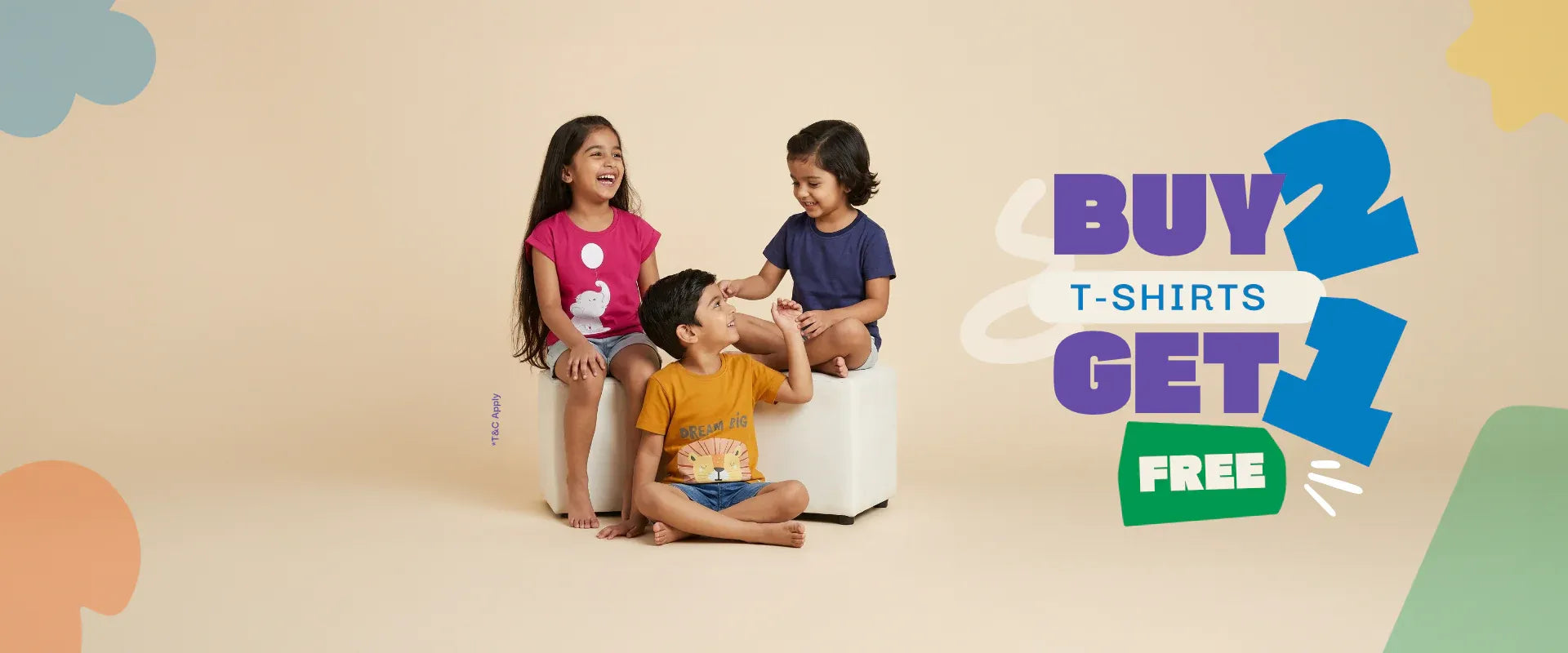 Buy 2 get 1 free offer on kids clothing collection