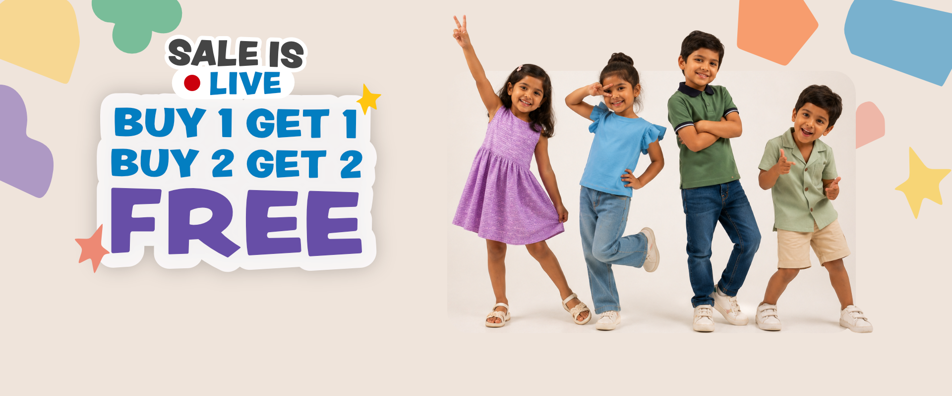 Kids clothing sale buy 1 get 1 free buy 2 get 2 free premium kids clothes affordable clothing cotton clothes for kids
