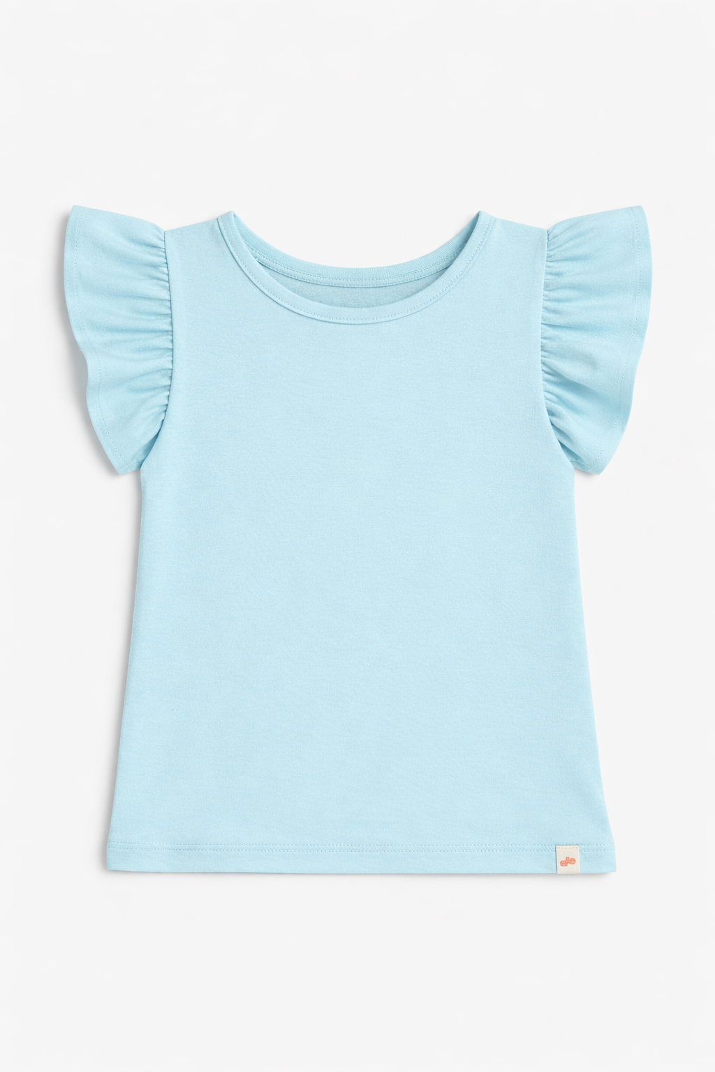 Light Blue Cotton Frill Sleeves Stretchable Top