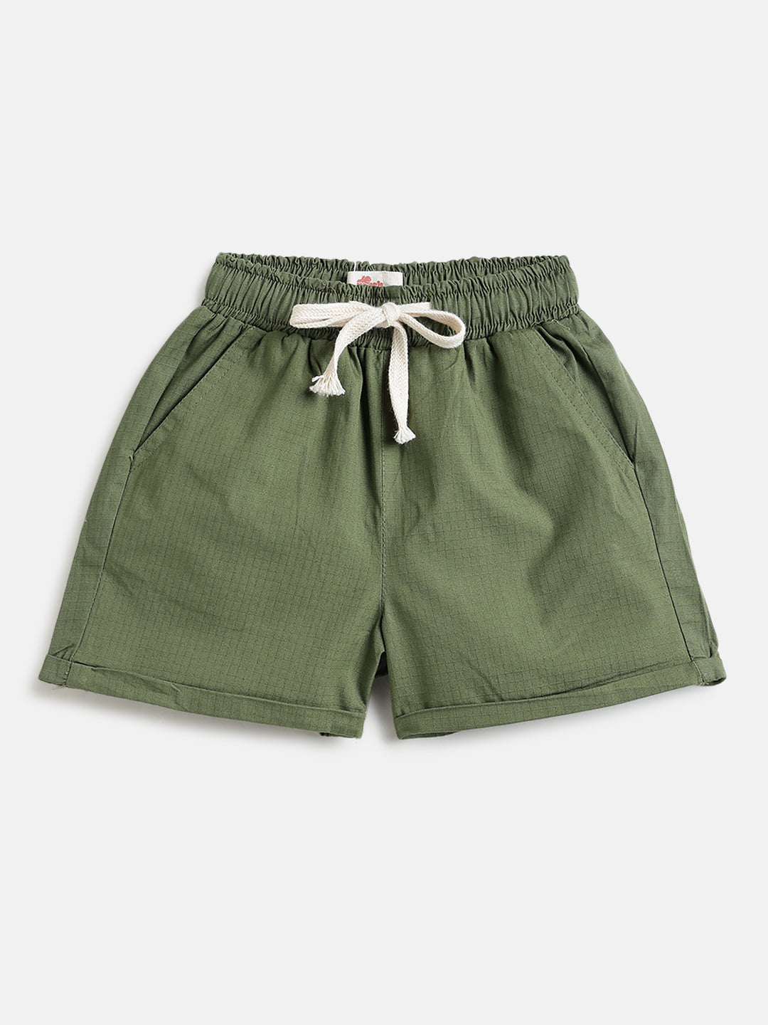 Summer Vibes Striped Shorts for Boys in Olive Green