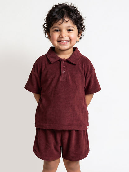 Fun in the Sun Oversized Coord Set for Boys (Maroon)
