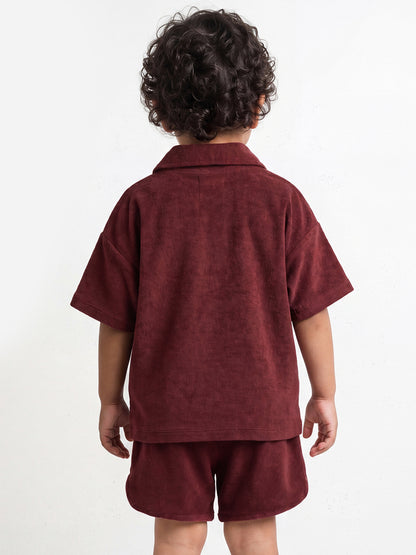 Fun in the Sun Oversized Coord Set for Boys (Maroon)