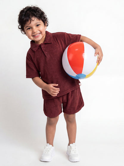 Fun in the Sun Oversized Coord Set for Boys (Maroon)