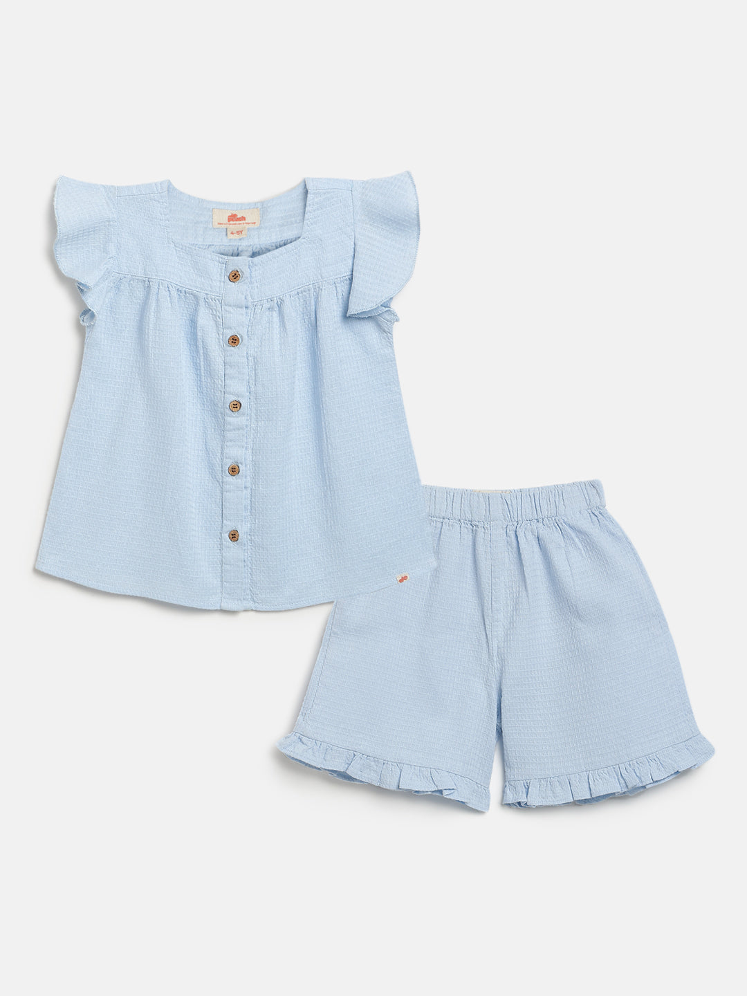 Sky Blue 100% Cotton Waffle Textured Coord Set