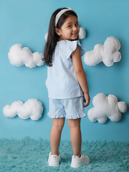 Sky Blue 100% Cotton Waffle Textured Coord Set