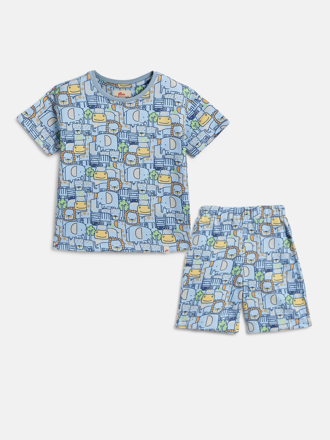 Blue 100% Cotton Oversized Fit Printed Coord Set for Boys