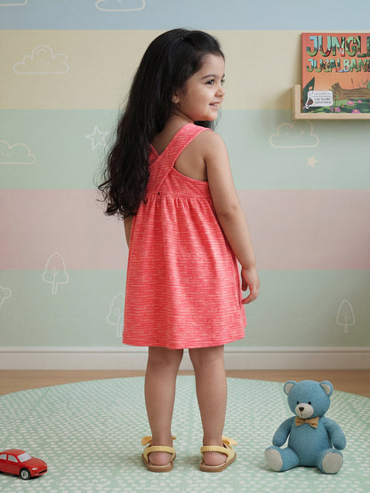 Pink 100% Cotton Cross Back Sleeveless Dress