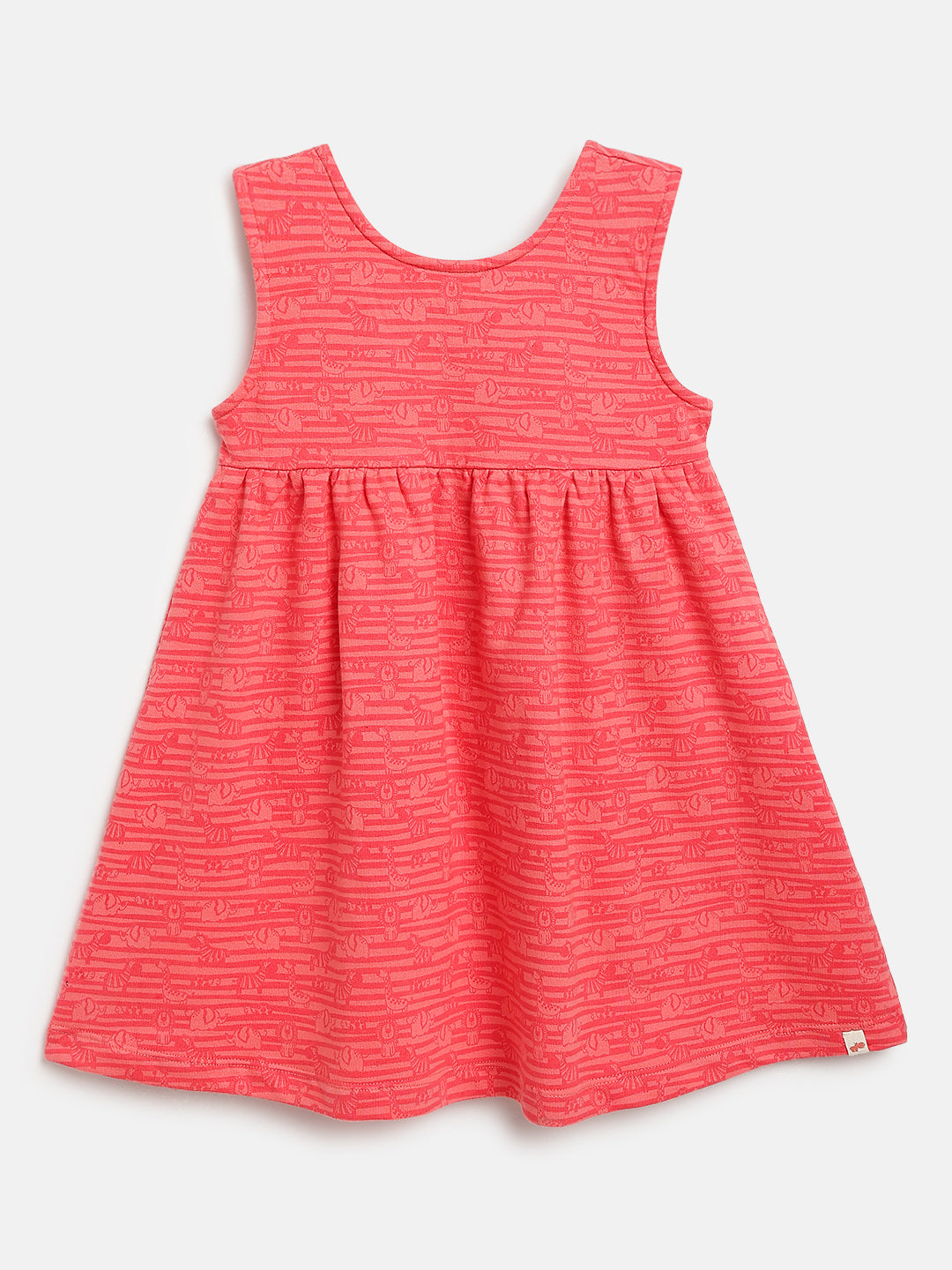 Pink 100% Cotton Cross Back Sleeveless Dress