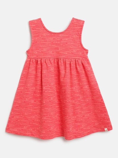 Pink 100% Cotton Cross Back Sleeveless Dress