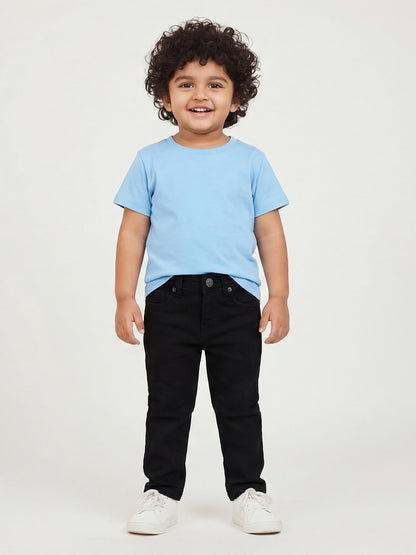 Black Cotton Slim Fit Stretchable Jeans for Boys