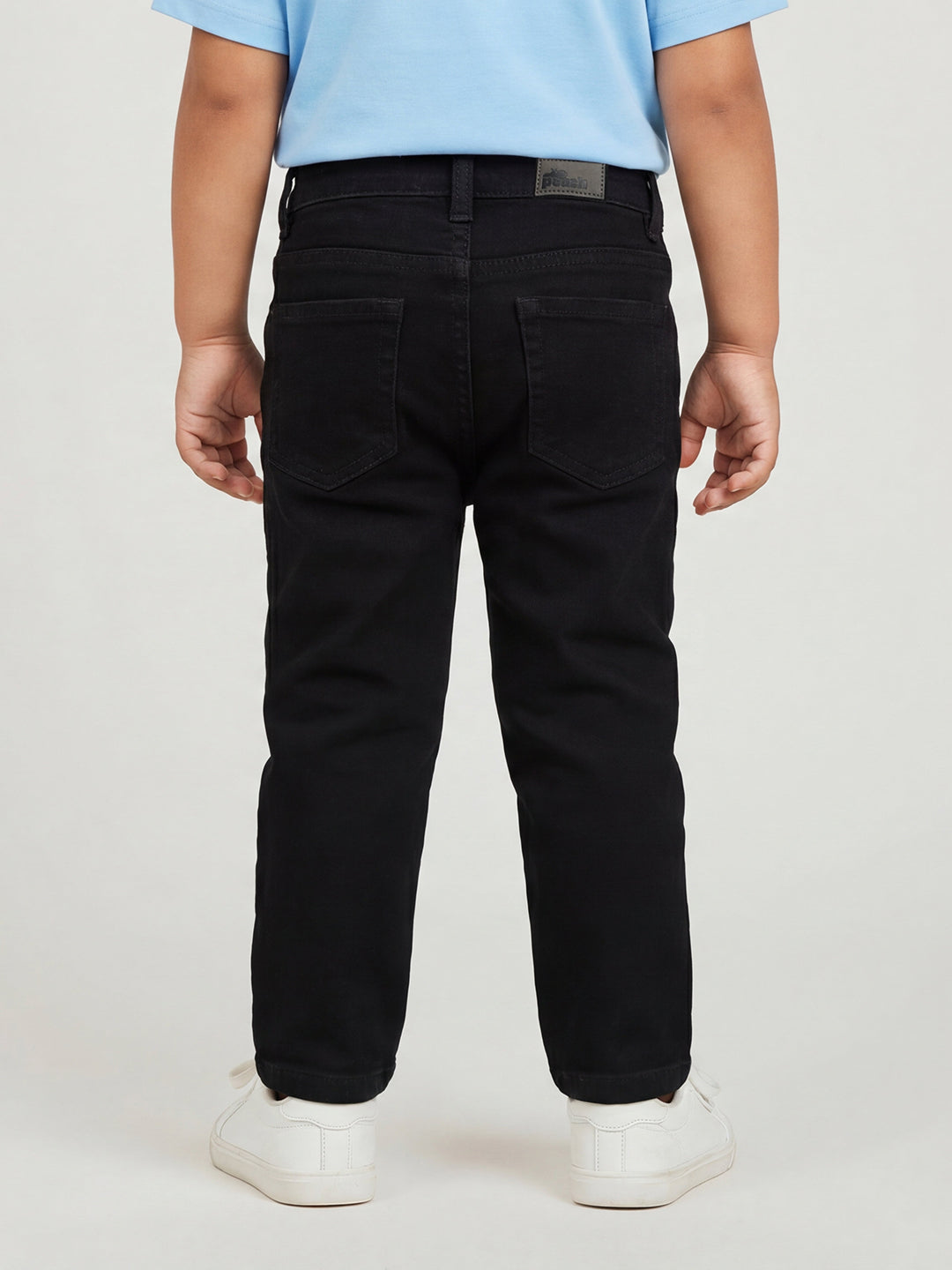 Black Cotton Slim Fit Stretchable Jeans for Boys