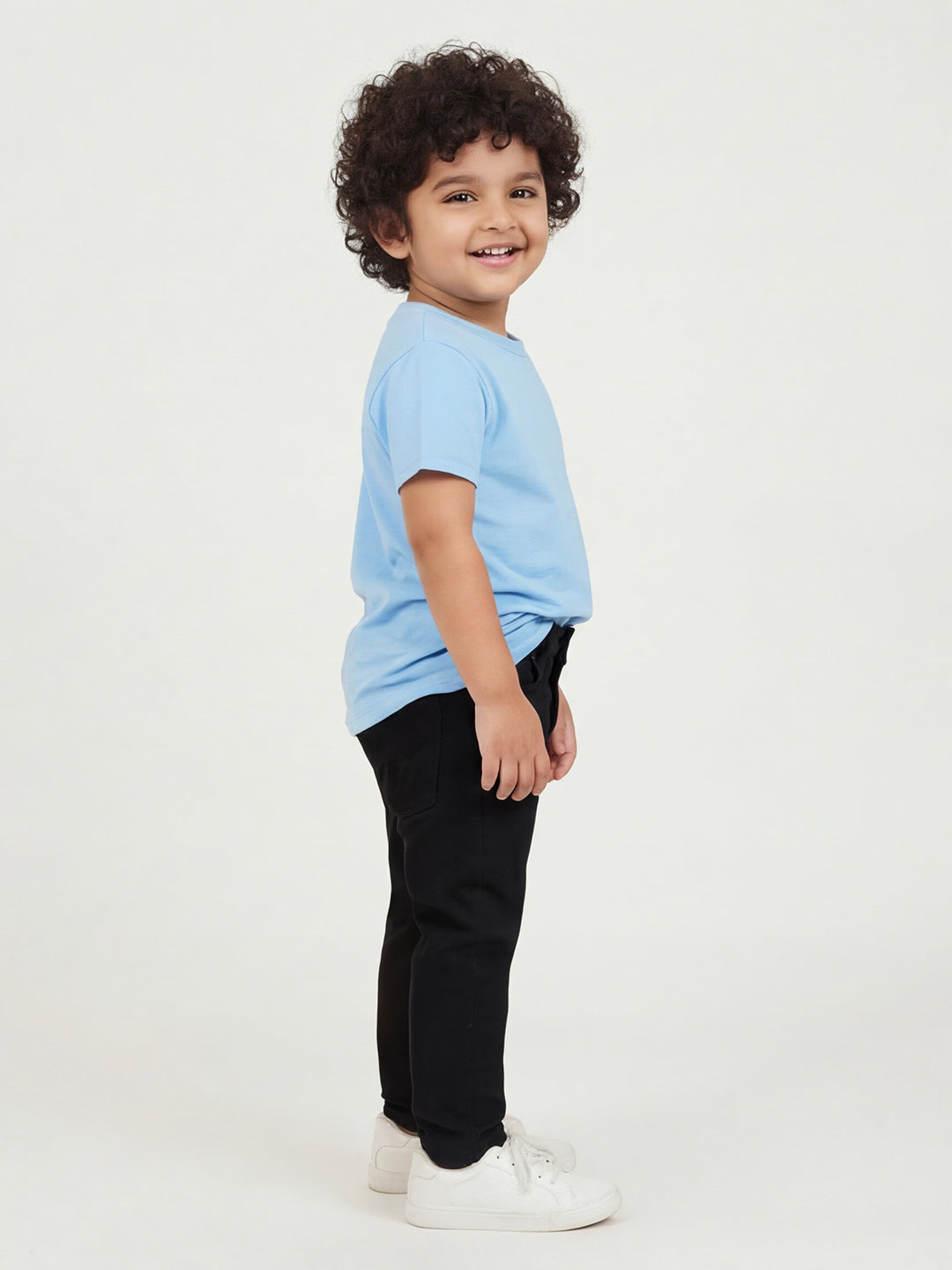 Black Cotton Slim Fit Stretchable Jeans for Boys