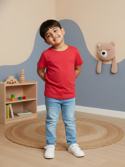 Light Blue Cotton Slim Fit Stretchable Jeans for Boys