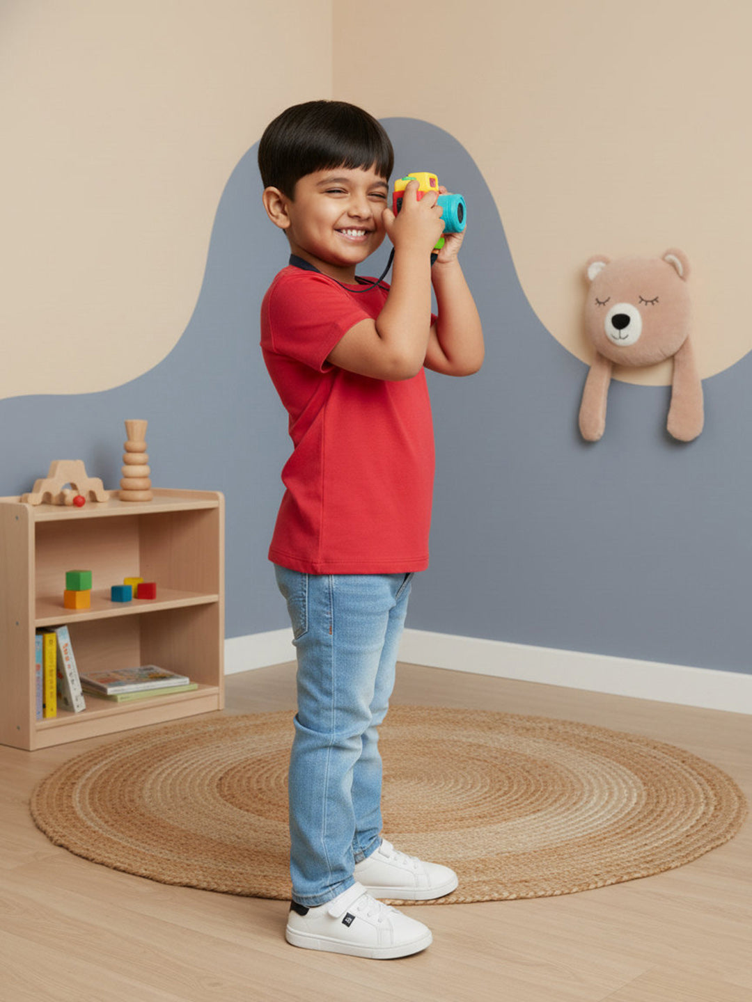 Light Blue Cotton Slim Fit Stretchable Jeans for Boys