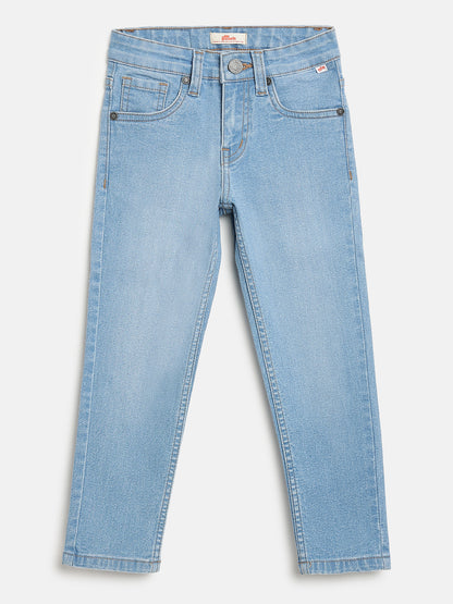 Light Blue Cotton Slim Fit Stretchable Jeans for Boys