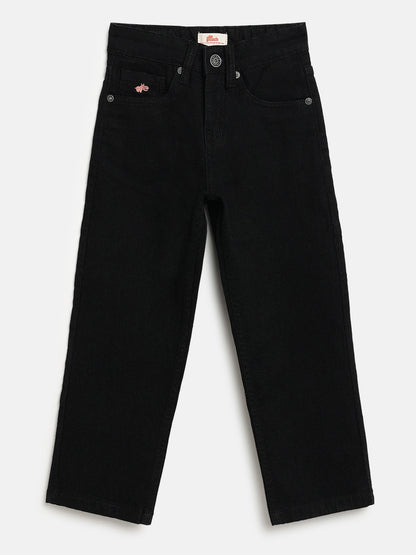 Black Cotton Relaxed Fit Smart Stretchable Jeans for Boys