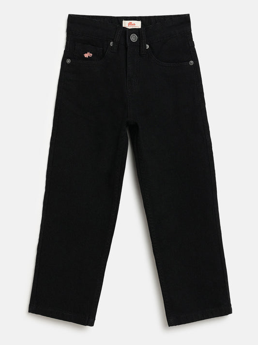 Black Cotton Relaxed Fit Smart Stretchable Jeans for Boys