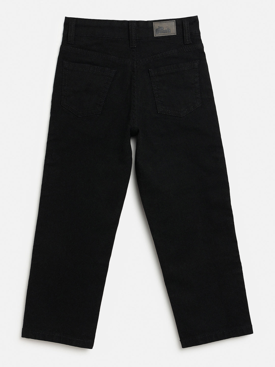 Black Cotton Relaxed Fit Smart Stretchable Jeans for Boys
