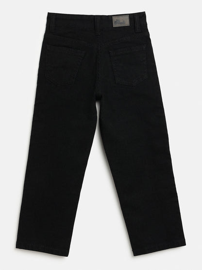 Black Cotton Relaxed Fit Smart Stretchable Jeans for Boys