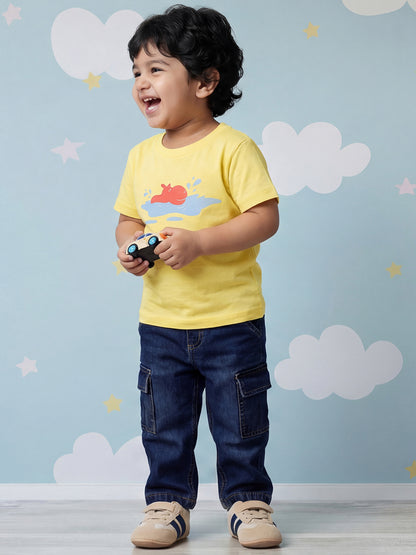 Indigo 100% Cotton Functional and Stylish Relaxed Fit Cargo Jeans for Boys