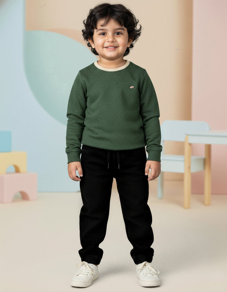 Black Cotton Comfortable and Stretchable Jogger Jeans for Boys